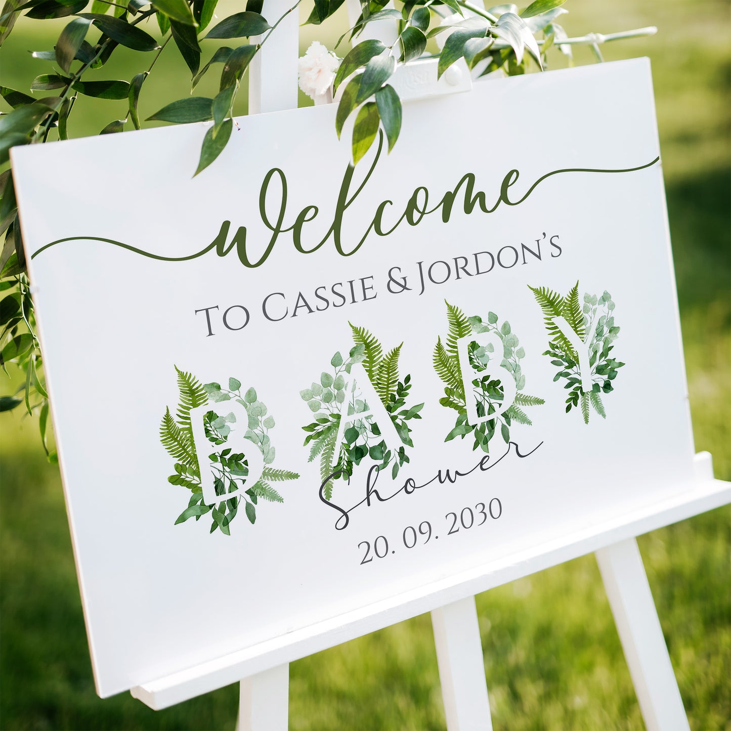 Custom Welcome Baby Shower Sign Green Baby