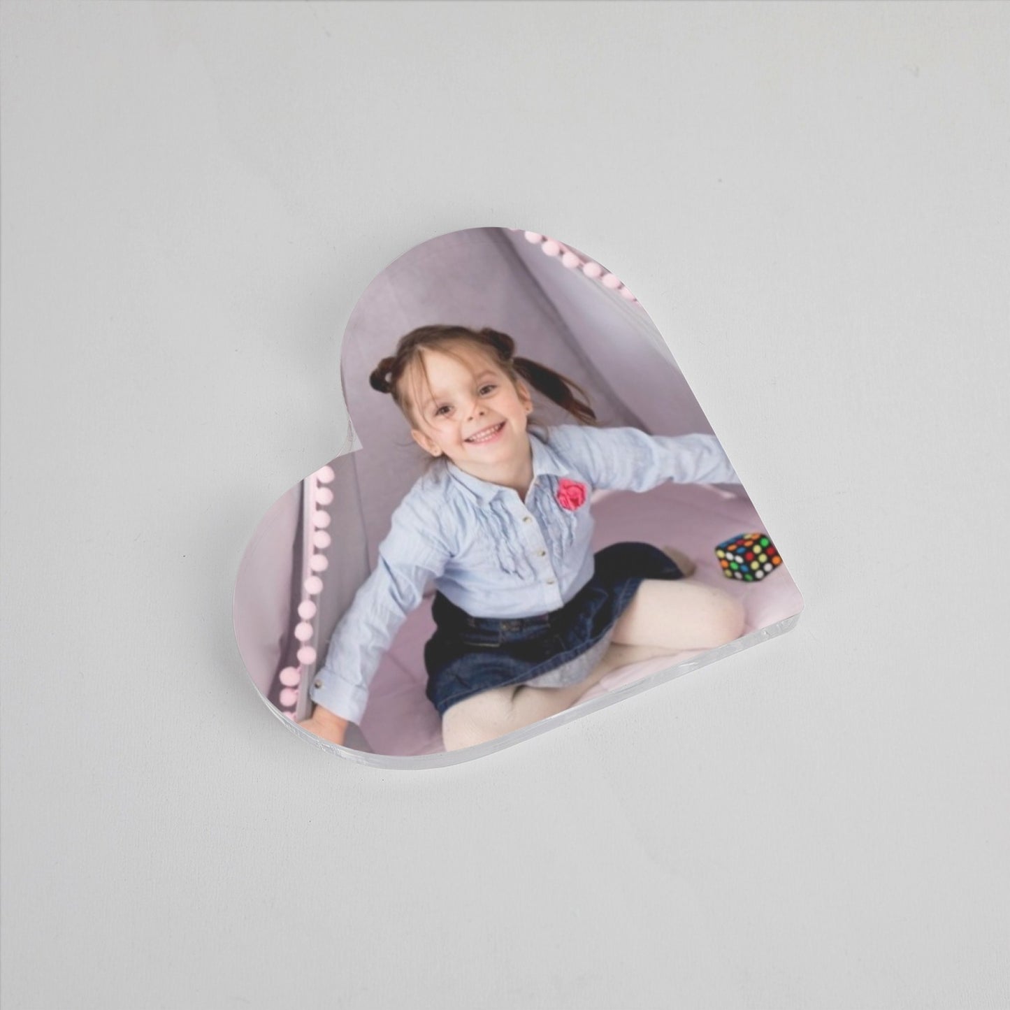 Customized Photo Acrylic Tabletop Decor Piece - Heart Shaped